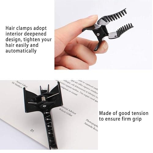 Ondder 24 Pcs Black Butterfly Hair Clips for Styling Sectioning Pro Hair Claws Clamps Clips for Cutting, Sectioning, Coloring Styling Hair Accessories for Women Girls thumbnail 6