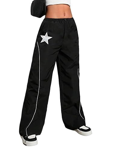 RoseSeek Girl's Baggy Sweatpants Star Graphic High Waist Wide Leg Pants Athletic Long Track Pants - Image 1