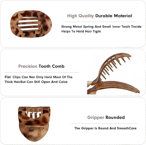 4 PCS Flat Claw Clips for Women, French Design Flat Hair Claws, Ergonomic Curved Claw Clips for Thick Thin Curly Hair, Strong Hold No Slip Grip Hair Clips, Cute Hair Jaw Clips Nonslip Clips thumbnail 4