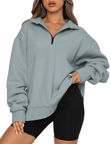 Trendy Queen Womens Oversized Sweatshirts Fall Sweaters Fashion Hoodies Half Zip Pullover Long Sleeve Shirts Clothes - Image 1