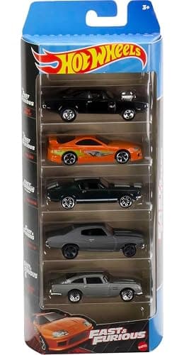Hot Wheels Toy Cars 5-Pack, Set of 5 Fast & Furious Race & Drift Cars in 1:64 Scale with Exclusive Decos (Styles May Vary) - Image 1