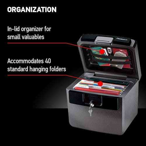 SentrySafe Black Fireproof and Waterproof Safe, File Folder and Document Box with Key Lock, Ex. 14.3 x 15.5 x 13.5 inches, HD4100 thumbnail 6
