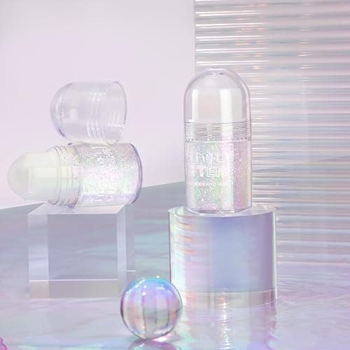 HOSAILY Roll-on Holographic Body Glitter Gel for Face Hair, Chameleon Color Changing Glitter Gel Under Light, Chunky Mermaid Sequins Festival Party Rave Accessories Shimmer Makeup (Sparkling Pink) thumbnail 2
