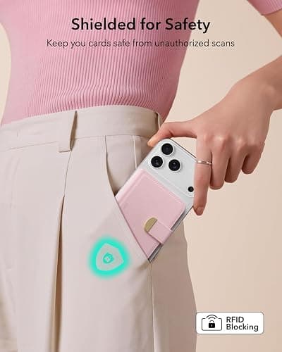 ESR Aura Clutch for MagSafe Wallet for Women, 5 Card Holder, RFID Blocking, MagSafe Sticker Included, Magnetic Wallet for iPhone 17e/17/16/15/14/13/12 Series (Not mini), Select Samsung Devices, Pink thumbnail 7