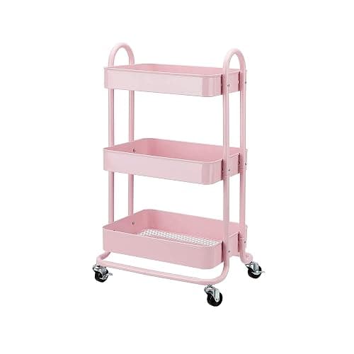 Amazon Basics 3-Layer Kitchen Trolley with 360 Degree Wheels for indoor and outdoor use, Dusty Pink thumbnail 4