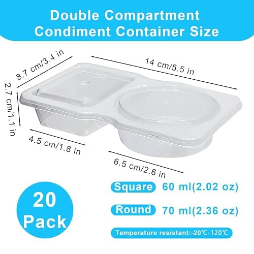 Pure Future 20-Pack Reusable Snack Containers with Lids, 2-Compartment Snackle Box Container for Meal Prep, Portion Control Snack Pack for Office, Travel & Gym, Microwave Safe (40 Pcs) thumbnail 3