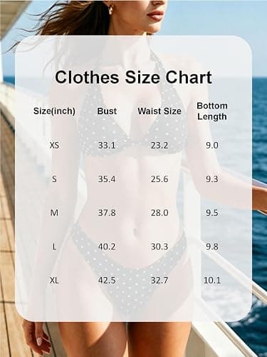 MakeMeChic Women's Polka Dots Triangle Thong Bikini Sets Floral Cute Bathing Suit Swimsuits thumbnail 6