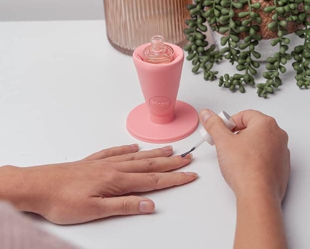 tweexy Hinge Untippable Nail Polish Bottle Holder | Anti-Spill Nail Polish Holder Stand, Tilted, IntelliStick Airlock Suction | Fingernail Painting, Nail Art Tools | Nail Polish Accessories (Blush) thumbnail 2