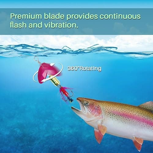 FouceClaus 10pcs Spinner Lures Baits with Tackle Box, Bass Trout Salmon Hard Metal Rooster Tail Fishing Lures Kit thumbnail 5