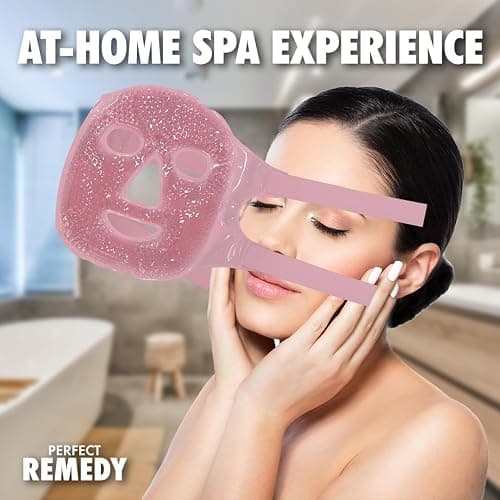 Perfect Remedy Face Ice Pack, Reusable Hot & Cold Ice Face Mask, Gel Compress for Helping with Puffy Eyes and Swelling Conditions, Facial Spa Cooling Mask for Women and Men (Pink) thumbnail 5