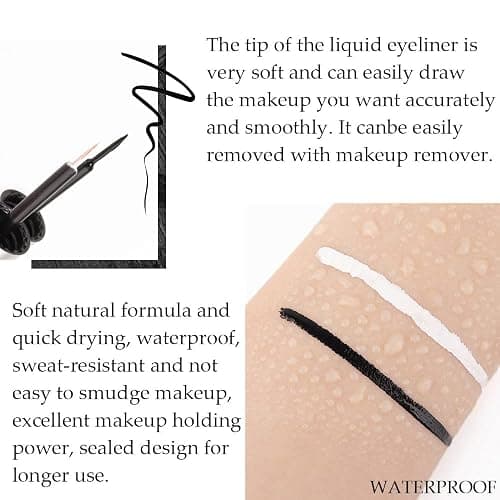 evpct 2Pcs White Black Liquid Eyeliner Set Waterproof White Eye Liners for Women Eyes Wing Eyeliner Stamps Shapes Colored Eyeliner delineador de ojos a prueba de agua contra el agua blanco para ojos - 2 Count (Pack of 1) - 2Pcs Set01- Black & White Matte thumbnail 2