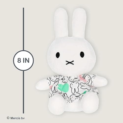Kids Preferred Miffy Plush 8" Miffy Head Logo Dress - Sitting Dutch Bunny by Dick Bruna, Soft Stuffed Plush for Girls & Boys Ages 0 Months, 8 Inches thumbnail 2