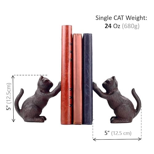 Ambipolar Cat Decorative Bookends, Unique Book Ends to Hold Books Heavy Duty for Office Desk, Vintage Antique Black Home Decor, Shelf Decoration, Modern Living Room Decor thumbnail 2
