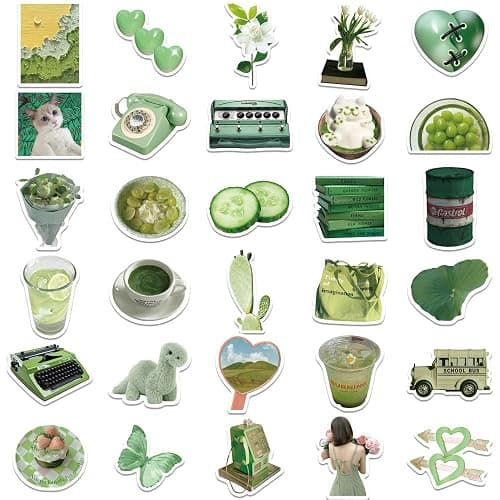 ZJSXINDI Green Plant Stickers Aesthetic 50pcs Waterproof Laptop Stickers Decals for Water Bottle Laptop Computer Skateboard Bumper,Aesthetic Vsco Vinyl Stickers for Kids Teens Girls (Green Mood) thumbnail 3
