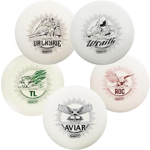 INNOVA Glow Disc Golf Starter Set – 140-180g – DX Putter, Mid-Range, & Drivers PDGA Approved Disc Golf Set - Image 1