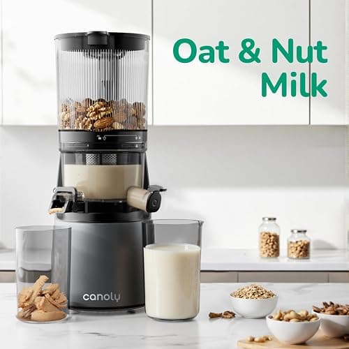 Canoly C16 Cold Press Juicer, with a 6" Wide Chute & Self-Precut, 3-in-1 Strainers (Juice & Sorbet & Nut Milk), BPA-Free Construction, Powered by a AC Brushless Motor (Space Gray) thumbnail 6