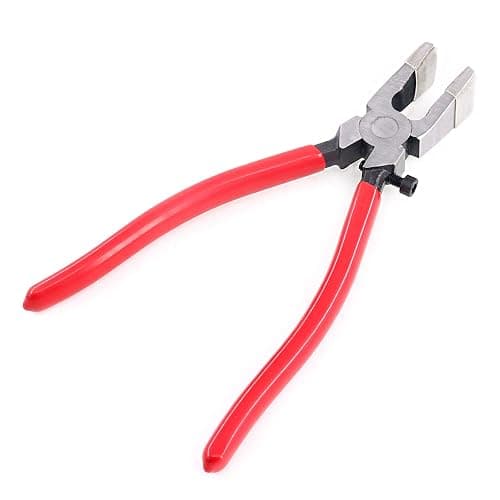 Swpeet Heavy Duty Key Fob Pliers Tool, Metal Glass Running Pliers with Curved Jaws, Studio Running Pliers Attach Rubber Tips Perfect for Key Fob Hardware Install and Stained Glass Work - Image 1