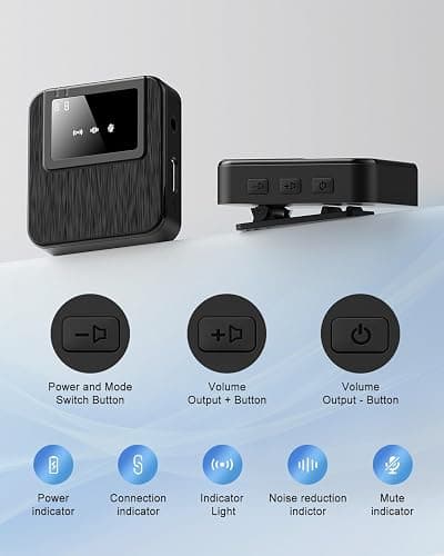 BAILIXIN 3-in-1 Mini Microphone for iPhone, Android, Camera - 328ft Long Range, 20H Battery Life, Wireless Microphones, Lapel Mic with AI Noise Reduction for Video Recording, YouTube, TikTok thumbnail 8