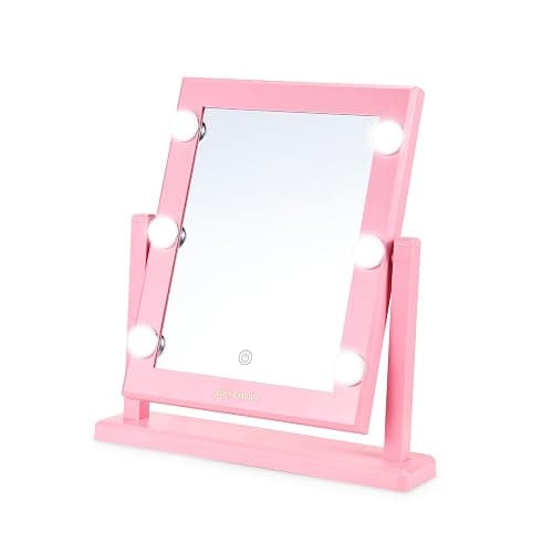 Juicy Couture - Jumbo Lighted Mirror, Hollywood Styling, LED Makeup Vanity Mirror with Adjustable Brightness (14", Pink) - Image 1