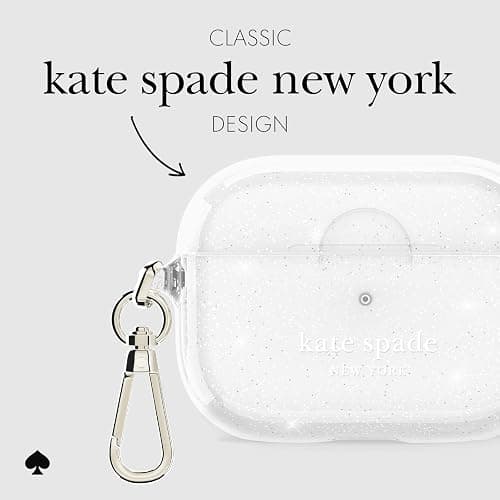 kate spade new york AirPods Pro Protective Case with Keychain Ring -That Sparkle Silver, Compatible with AirPods Pro 2nd / 1st Generation thumbnail 3