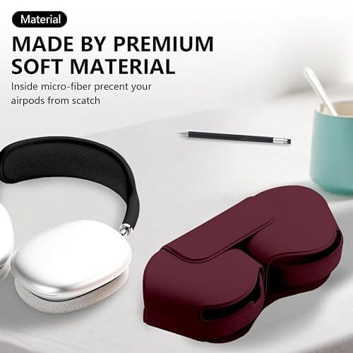 Maxjoy for Apple Airpods Max Smart Case Cover, Soft PU Leather Protective Cover Accessories for Airpod Max with Sleep Mode, Anti-Dust Travel Carrying Case for Airpods Pro Max Headphones, Wine Red thumbnail 4