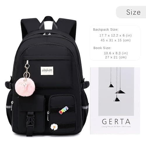 abshoo Big Student Laptop Backpack For College Women Middle High School Teen Girls Bookbag Travel Daypack (Black) | For College, Middle High School, Bookbag, Travel Daypack thumbnail 7