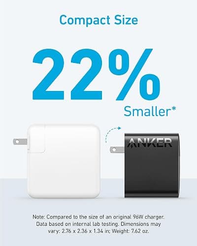 Anker MacBook Charger, Compact and Foldable 100W USB C Charger for MacBook Air, Samsung Galaxy, iPhone 17/16 Series, iPad Pro, and More, 5FT USB C Cable Included thumbnail 4