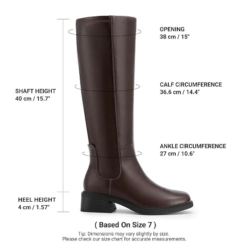 DREAM PAIRS Women's Knee High Riding Tall Boots | Square Toe,Side Zipper,Low Heel,Casual Comfort Riding Long Tall Boots thumbnail 4