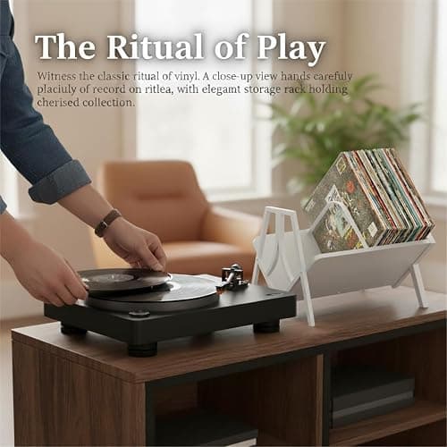 ZEXVIDA Vinyl Record Storage Rack for 50 LPs, Vinyl Record Album Holder Heavy-Duty Record Storage Shelf with Handles, Record Holder, Multi-Purpose Organizer thumbnail 4