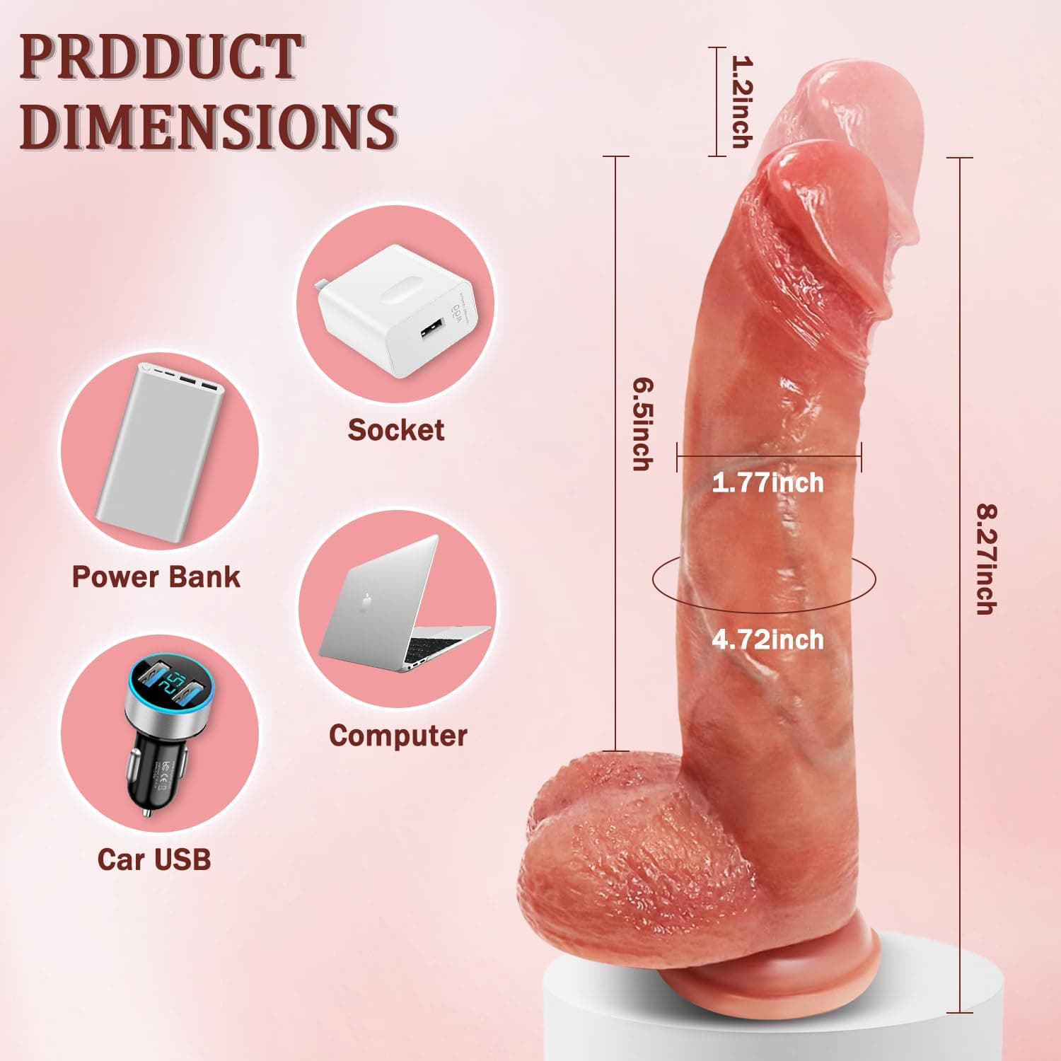 Realistic Dildos Feels Like Skin, 8.6 Inch Thrusting Dildo Vibrator with 7 Vibrating Modes G Spot Vagina Silicone Dildos Female Sex Stimulator Adult Sex Toys for Women and Couple with Heating thumbnail 5