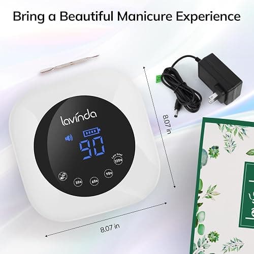 Lavinda UV LED Nail Lamp, Cordless Nail Lamp 54W Rechargeable Nail Dryer Gel Polish Light with Large LCD Display, Professional Gel Curing Lamp with 4 Timer Setting Auto Sensor for Salon and Home thumbnail 8