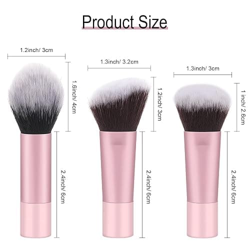 Yrarbil Foundation Contour Powder Brush Set, 3PCS Premium Travel Kabuki Makeup Brush for Blending Setting Buffing with Liquid, Powder and Cream thumbnail 2