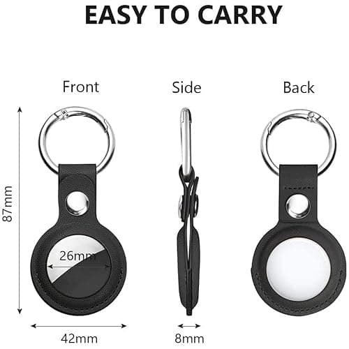 Ainiv AirTag Schutzhülle, Schutzhülle Kompatibel mit AirTags, Leder Keyring, Mini Apple AirTags Case, Hülle, Cover mit Schlüsselanhänger Schwarz thumbnail 3