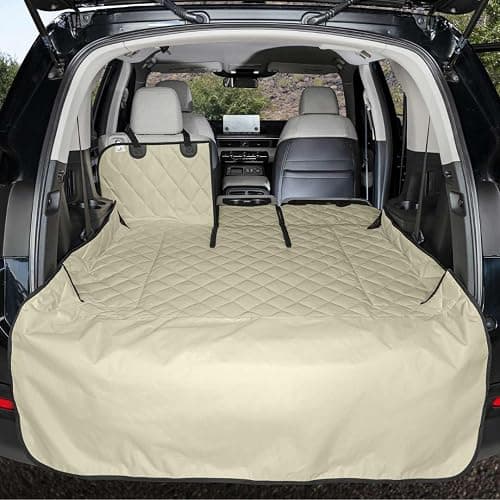4Knines Split Cargo Liner for SUV – For Dogs & Pets, Heavy-Duty, Waterproof Trunk Mat & Cargo Cover – Fits 60/40 Split Bench & Armrest Pass-Through – Machine Washable, Non-Slip, Durable (Large, Beige) thumbnail 5