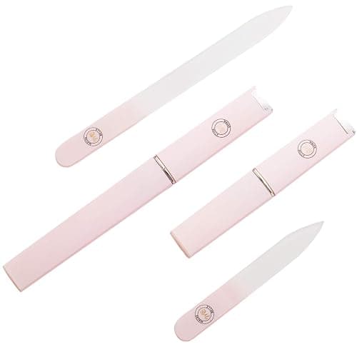 Malva Belle Crystal Glass Nail File Set for Women - 2 Pack Gift Set with Travel Cases - Best Reusable Files for Natural Nails & Gel - Professional Czech Glass - Great Gift for Women - Pink (3mm) thumbnail 7