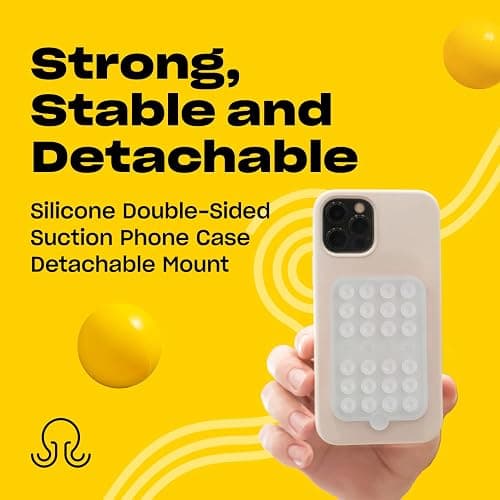 OCTOBUDDY Double - Silicone Double-Sided Suction Phone Case - Transparent | Detachable Mount - Hands-Free, Strong Grip Holder for Selfies & Videos - iPhone & Android Compatible - 2.5″ x 3.75″ thumbnail 2