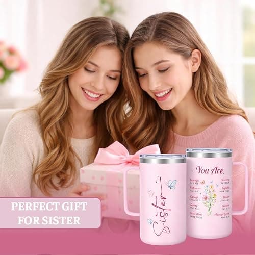 TSIMPLE Sisters Gifts From Sister, Birthday Gifts For Sister, 20oz Insulated Stainless Steel Coffee Mug With Colorful Lettering and Floral Design, Christian Gift For Women, Big Sis Gift thumbnail 4