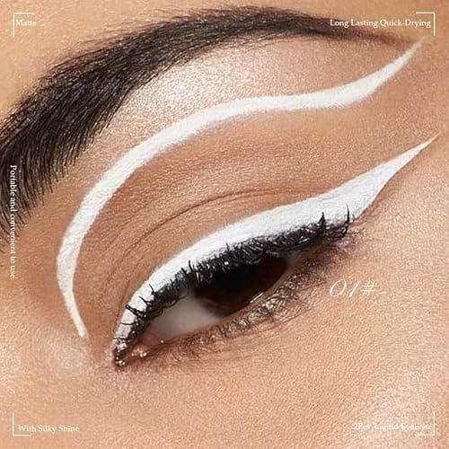 evpct 2Pcs White Black Liquid Eyeliner Set Waterproof White Eye Liners for Women Eyes Wing Eyeliner Stamps Shapes Colored Eyeliner delineador de ojos a prueba de agua contra el agua blanco para ojos - 2 Count (Pack of 1) - 2Pcs Set01- Black & White Matte thumbnail 3