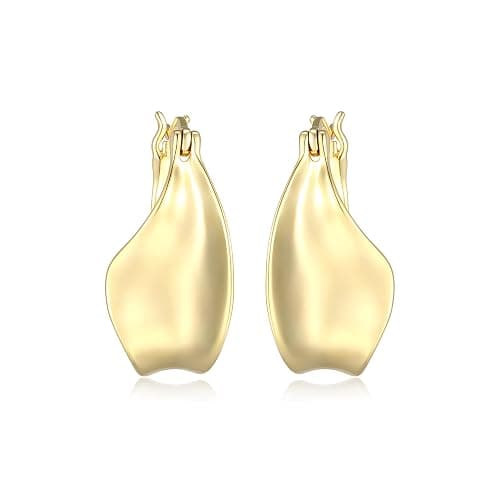 Amazon Essentials (Demi's Pick) Sculpted Hoop Earrings for Women - Gold-Tone Fine Silver Plated, Trendy Jewelry thumbnail 2