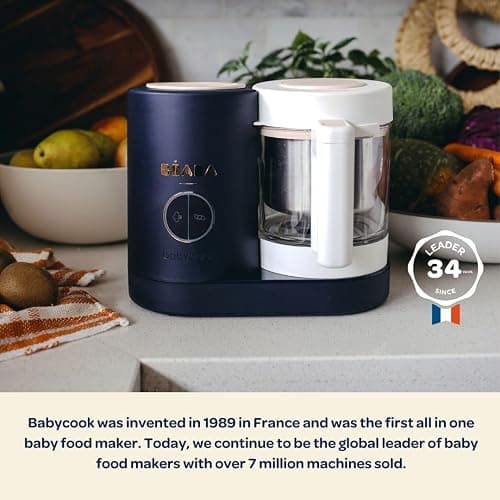 BEABA Babycook Neo Baby Food Maker | Non-Toxic Glass & Stainless Steel | Trusted by Celebrity Moms | Sustainable Baby Food Processor | Global Leader| 34 Servings in 20 Mins, Cotton Candy thumbnail 2
