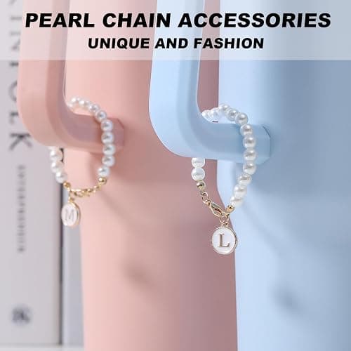 LUHOHI Letter Charm for Stanley Cup，Pearl Chain Accessories Stanley Cup Initial Charms for Handle Stuff Decor Water Bottle Jewelry Tumbler Cute Simple Modern Personalized Name ID Decorations (M) thumbnail 4
