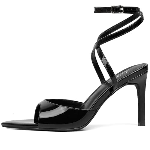 Susanny High Heels for Women Pointed Open Toe Strappy Chunky Block Heels Ankle Strap Stiletto Kitten Heeled Sandals Wedding Bridal Party Prom Sexy Dress Shoes thumbnail 4