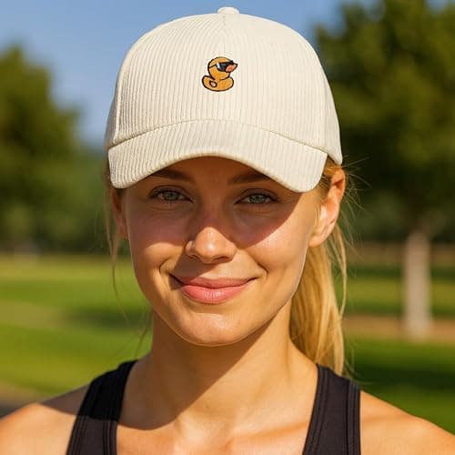 Tindo Cord-Kappe mit Ente und Sonnenbrille – Stylische Unisex-Mütze für Freizeit und Outdoor-Aktivitäten - Beige thumbnail 2