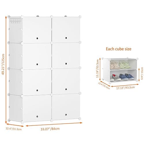 HOMIDEC Shoe Rack, 8 Tier Shoe Storage Cabinet 32 Pair Plastic Shoe Shelves Organizer for Closet Hallway Bedroom Entryway thumbnail 3