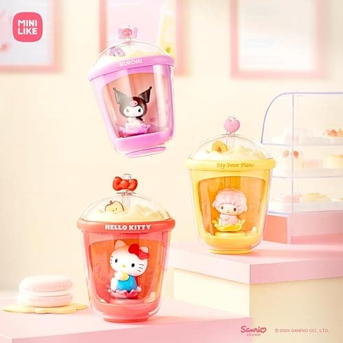 MINI LIKE Sanrio Blind Box Light Up Absorption Movable Swing Toy Hello Kitty Kuromi Cinnamoroll Pochacco My Melody Sweet Piano Milk Tea Cup Series for Home Car Decor Birthday Gifts, Random One Figure thumbnail 8
