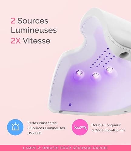 MelodySusie Lampe UV Ongles Gel Compacte et Légère (P-ART06F) avec Commande Simple par Bouton - Polymérise Tous les Gels Souples à Domicile, Notamment les Gels Semi-Polymérisés, Blanc thumbnail 2