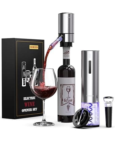 Rechargeable Electric Wine Gift Set - Aerator, Vacuum Stoppers, Foil Cutter and Bottle Opener for Home Bar and Outdoor Parties - Image 1