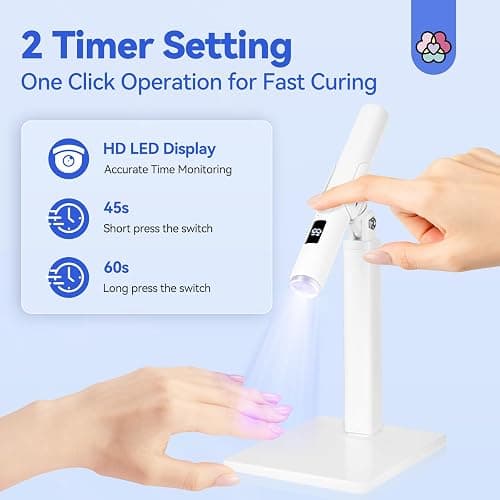 SAVILAND 9W White Flash Cure Gel Nail Lamp UV Light for Nails with Stand | LCD display, 8s quick drying, Cordless handsfree, Silicone nail stamper use, Salon & home manicure tool thumbnail 4
