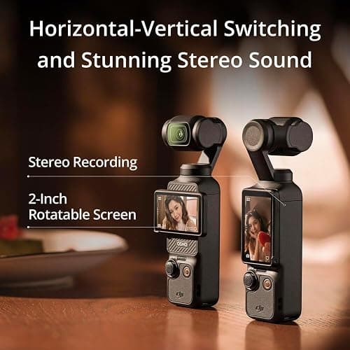 DJI Osmo Pocket 3 Creator Combo, 4K/120fps Video 3-Axis Stabilization, Handheld Vlogging Camera with Rotatable Touchscreen Mic 2 (CP.OS.00000302.01) + 64GB Memory Card + Camera Bag + More thumbnail 5