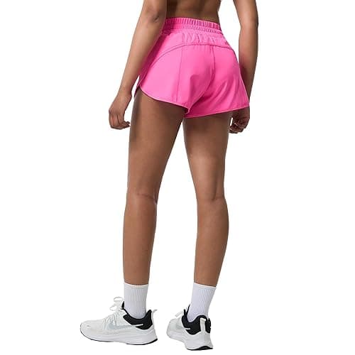 Aurefin Athletic Shorts for Women,Women's Quick Dry Workout Sports Active Running Track Shorts with Elastic and Zip Pockets - Regular Fit - Medium - Sonic Pink thumbnail 5
